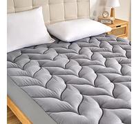 Sonive Cubrecolchón de 135 x 190 cm, tamaño pequeño, doble suave y transpirable, color gris, con aditivo NANOtex, cómodo protector de colchón grueso, ajuste profundo, fácil cuidado