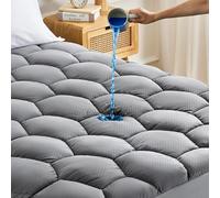 SONIVE Cubrecolchón impermeable, acolchado, transpirable, protector de colchón, bolsillo extraprofundo, cubrecolchón para cama Super King, color gris, 180 x 200 cm