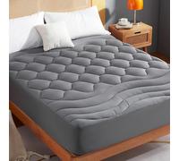 Sonive Protector de colchón de 180 x 200 cm, funda protectora de colchón para cubrecolchón de hasta 38 cm, certificado Oeko-Tex, color gris