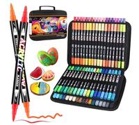 Sonlaryin Rotuladores Acrilicos 72 Colores 72 Piezas, Rotuladore de Pintura Acrílica Doble Punta con Fina y Pincel, Rotuladore para Roca, Cristal, Cerámica, Plastico, Tela, Metal