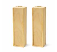 Sonliner Caja de vino de madera hecha a mano con tapa deslizante, 36 x 11 x 10,5 cm, envoltorio de regalo sostenible para botellas de vino, ideal para bodas, cumpleaños y ocasiones especiales. (2)