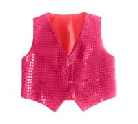 Sonnena Chaleco de lentejuelas para niños con purpurina, cuello en V, chaleco de traje, festivo, boda, chaqueta corta, hip hop, jazz, disfraz de danza