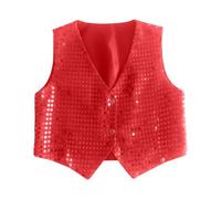 Sonnena Chaleco de lentejuelas para niños con purpurina, cuello en V, chaleco de traje, festivo, boda, chaqueta corta, hip hop, jazz, disfraz de danza
