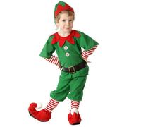 Sonnena Disfraz de Elfo de Navidad para Niña Traje Navideño Infantil Vestidos de Duende Verde y Rojo con Cinturón Gorro y Medias Ropa de Fiesta Escolar y Espectáculos de Navidad