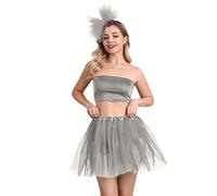 Sonnena Falda de Tutú para Mujer con Venda, Tutu Tul Falda Disfraz para Ballet Retro 80s Faldas Corta Enagua de Tul en Capas para Halloween Carnival Santa Party
