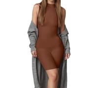 Sonnena Jumpsuit - Traje corto deportivo sin mangas para mujer, elegante, elástico, con cuello alto, para ejercicio, yoga, fitness, sexy, color liso