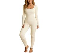 Sonnena Mono Deportivo Mujer Manga Larga Ajustado Jumpsuit Bodycon Traje de Una Pieza Elásticos Body Overol Mallas Sexy Romper Color Sólido para Fitness Yoga Danza
