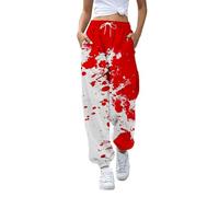 Sonnena Pantalones Mujer Cargo Pantalón Largo Trabajo Pant Deportivo Jogger Cintura Alta con Bolsillos Pantalones Deportivos con Estampado de Halloween