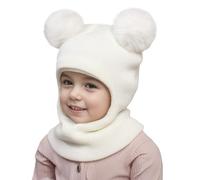 Sonnena Sombrero Bebé Invierno Gorros con Pompón Doble Lindos, Bufanda con Capucha Punto Caliente Pasamontañas de Lana Balaclava para Niño Niña