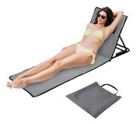 Sonnewelt Colchoneta de playa, ligera, plegable, cojín de playa con respaldo y bolsa de transporte, impermeable y portátil, color gris, 158 x 55 cm