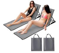 Sonnewelt Colchoneta de playa, ligera, plegable, cojín de playa con respaldo y bolsa de transporte, impermeable y portátil, juego de 2 alfombrillas de playa (gris, 158 x 55 cm)