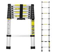 Sonnewelt Escalera telescópica de 2,6 M, Escalera de Tijera de Aluminio Antideslizante, 150 kg/330 Libras de Capacidad de Carga Escalera Extensible, Escalera de Aluminio con asa de Transporte