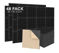 Sonnewelt Espuma acústica autoadhesiva, 48 unidades, 5 x 30 x 30 cm, 3D de alta densidad, absorción de sonido, azulejos de eco, reducen el aislamiento acústico para estudios de grabación, oficina,