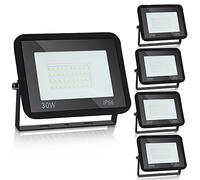 Sonnewelt Focos Led Exterior 30W 5 Pcs, Proyector LED Exterior 3000K Blanco Cálido,Focos Jardin,IP66 Impermeable 2550LM Superbrillante Foco LED,para Patio, Garaje, Entrada, Fábrica