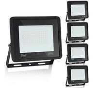 Sonnewelt Focos Led Exterior 50W 5 Pcs, Proyector LED Exterior 6000K Blanco Frío,Focos Jardin,IP66 Impermeable 4250LM Superbrillante Foco LED,para Patio, Garaje, Entrada, Fábrica