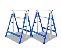 Sonnewelt Juego de 2 caballetes de trabajo de color azul, 7 alturas ajustables, 80 - 130 cm, estable hasta 200 kg, con un dispositivo antideslizante,2x