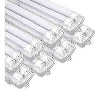 Sonnewelt Lámpara LED para ambientes húmedos, 150 cm, 8 unidades, 6000 K, luz blanca fría, 2 tubos LED de 24 W, 4800 lm, sin parpadeo, T8, resistente al agua, IP65, para garaje, sótano, baño, oficina,