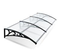Sonnewelt Marquesina para puerta de casa, 100 x 300 cm, 5,2 mm | Marquesina de policarbonato transparente con marco de aluminio, techo de puerta exterior resistente a la intemperie, lluvia