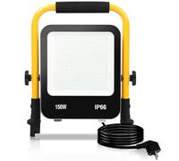 Sonnewelt - Proyector de construcción LED (2 x 150 W, 13000 lm, IP66, lámpara de trabajo, LED, impermeable, 6000 K, color blanco frío, con toma de corriente, para astillero de construcción