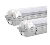 Sonnewelt Reglette LED garage 120 cm Iluminación LED impermeable 2 unidades 18 W 3600 LM IP65 2 x T8 Tubo Reglette Led impermeable, blanco neutro 4000 K Garage Atelier - Lámpara de techo para taller