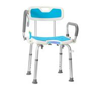 Sonnewelt Taburete de ducha con reposabrazos y respaldo desmontables, altura regulable, 37,5 - 50,5 cm, patas antideslizantes, estable, para personas mayores,8988-BY1he