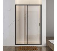 SONNI Cabina de ducha con puerta corredera Mate-Negro + Gris, Varias tallas 100/110/120 cm, Vidrio templado tintado Ducha Puerta de nicho, Puerta corredera de vidrio 120x185 cm