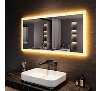 SONNI Espejo Baño con Luz Regulable 120x60 cm Espejo Baño LED Antivaho Pared,con Reloj/Indicador de Temperatura e Interruptor Táctil