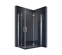 SONNI Mamparas de Ducha Fija Plegable Rectangular 80X100 CM con Apertura Central, 6 mm Vidrio Templado, Cabina de Ducha con Perfil Aluminio
