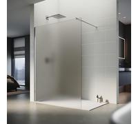 SONNI Walk-In - Mampara de ducha (90 x 200 cm, satinado, con estabilizador | Vidrio templado de 8 mm con diseño totalmente satinado y revestimiento Nano para máxima privacidad, fácil limpieza y montaje