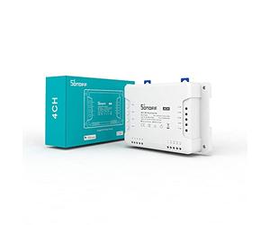 SONOFF 4CHR3 Interruptor inteligente Wi-Fi de 4 canais, 3500 W, para persianas e garagem, com modo de bloqueio automático, bloqueio e avanço lento, não é compatível com DC