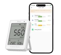 SONOFF AirGuard CO2, Monitor Inteligente de Calidad del Aire, Compatible Matter, WiFi 2.4GHz, Detector de CO2/Temp/Humedad, Display y Alarma en Tiempo Real, para Dormitorio/Habitación Infantil