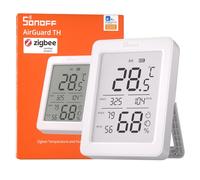 SONOFF AirGuard TH SNZB-02DR2 Sensor Zigbee Temperatura y Humedad, Pantalla LCD de 3,6 Pulgadas, Termómetro e Higrómetro con Alertas en la App, Monitorización Remota para Invernadero y Bodega