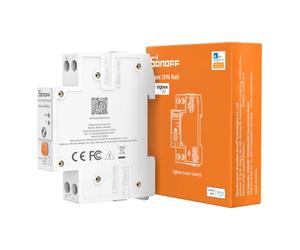 SONOFF Basic Riel DIN (BASIC-ZB1GSP) Zigbee Smart Switch Hutschiene, Controlador Zigbee 3.0 Smart Home con monitoreo de energía, 32A para caja de fusibles, compatible con Home Assistant Alexa