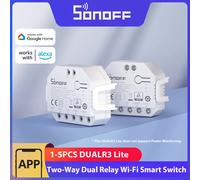 SONOFF DUALR3 Lite módulo de relé Dual DIY MINI interruptor WiFi inteligente 1-5 uds sincronización de Control bidireccional a través de eWeLink Alexa Google Smart Home 3PCS DUALR3 Lite