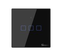 Interruptor táctil triple (3 Gang) Smart Wi-Fi+RF Vidrio empotrado (negro) - Sonoff