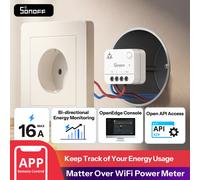 SONOFF MINI-1GP Medidor de Energía Inteligente Matter vía WiFi | Medidor inteligente de energía Matter de 16A con monitoreo bidireccional de potencia para sistemas fotovoltaicos