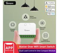 SONOFF MINI-2GS MINI DUO 2-Gang Matter Over WiFi interruptor inteligente Control de carga Dual modo de relé de separación Compatible con Alexa Apple Home