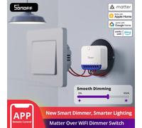 SONOFF MINI DIM WiFi Dimmer Switch para LED regulable, transformadores electrónicos, bombillas incandescentes y halógenas, cable cero requerido, medición de energía, Matter compatible con Alexa