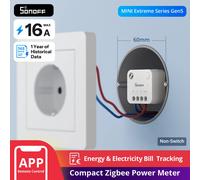 SONOFF MINI-ZB1GP, MINI PM, Zigbee 3.0, Medidor de energía inteligente, requiere hub Zigbee, requiere conductor neutro, medición de corriente, Compatible con Home Assistant, 16A