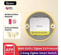 SONOFF MINI-ZB2GS-L Protocolo Zigbee No requiere neutro MINI DUO-L Interruptor inteligente Zigbee de 2 posiciones Control de doble canal con concentradores ZB