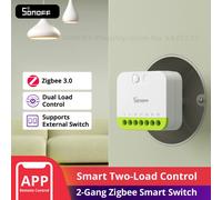SONOFF MINI DUO Interruptor Inteligente Zigbee de 2 Canales, Compatible con Zigbee 3.0, Carga Total de 16A, Compacto para Cajas Estándar, Control Remoto y Automatizado a través de Concentrador Zigbee