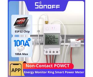 SONOFF POWCT anillo medidor de potencia inteligente ESP32 Chip sin contacto CT 100A Monitor de energía Control de contacto funciona con Alexa IFTTT