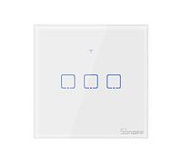 SONOFF T1EU3C Interruptor Mural para Control de Luces Inalámbrico por RF Wi-Fi Inteligente, Interruptor de Tipo 86 de 3 Canales para Soluciones de Automatización Domótica(1-Way)