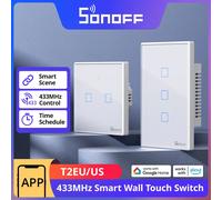 SONOFF T2 UE/EE. UU. Interruptor inteligente de pared 433Mhz RF Control remoto Wi-Fi táctil escena inteligente a través de la aplicación eWeLink funciona con Alexa Google Home Sonoff T2 EU 2 gang