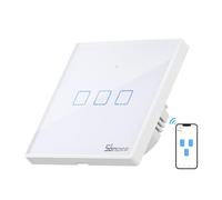 SONOFF T2EU3C Interruptor Mural para Control de Luces Inalámbrico por RF Wi-Fi Inteligente, Interruptor de Tipo 86 de 3 Canales para Automatización Domótica, Compatible con Alexa, Google Home