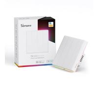 SONOFF T5 Interruptor de Pared Inteligente, Interruptor de Luz Táctil WiFi, Interruptor Fuego Cero,el Panel es Extraíble y Reemplazable, Modo de Iluminación Ambiental, Efectos de Luz (T5-4C-86)