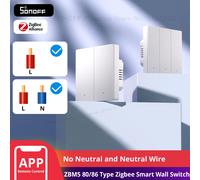 SONOFF ZBM5 80/86 tipo Zigbee interruptor de pared inteligente compatible con sin cable neutro y neutro modo de relé de separación funciona con el asistente doméstico ZBM5-1C-80W