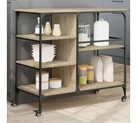 Sonoma - Carrito de cocina de roble de 100 x 45 x 89,5 cm, carrito de almacenamiento móvil con ruedas, versátil para cocina, baño, sala de estar, oficina, uso en madera de ingeniería