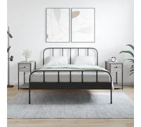 Sonoma Grey Engineered Wood Nightstand Set of 2, Bedside Table with Storage Shelf, Compact End Table for Bedroom Living Room, 30x60x60 cm