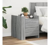 Sonoma Grey Engineered Wood Nightstand with 2 Drawers, 45x50x50 cm Bedside Table for Bedroom & Living Room, Sturdy & Moisture-Resistant, Easy to Clean, Max Load 50kg, Wall Mounting Included